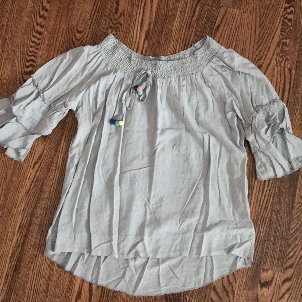 Grey off the shoulder blouse